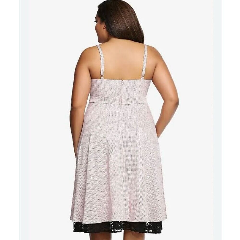 Torrid Women's Size 14 Lace Polka Dot Swing Knee Length Dress Pink Black - Picture 5 of 11